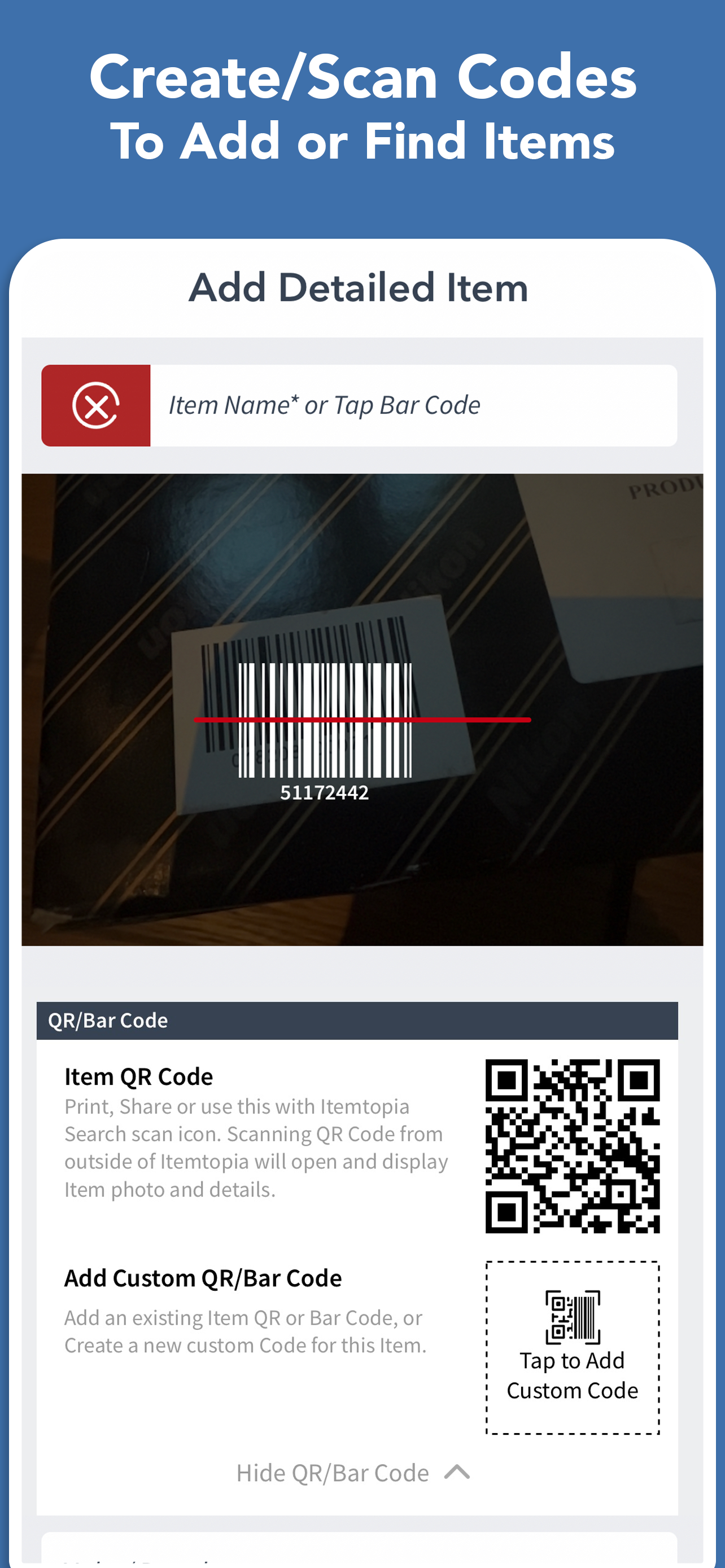 QR and barcode screens