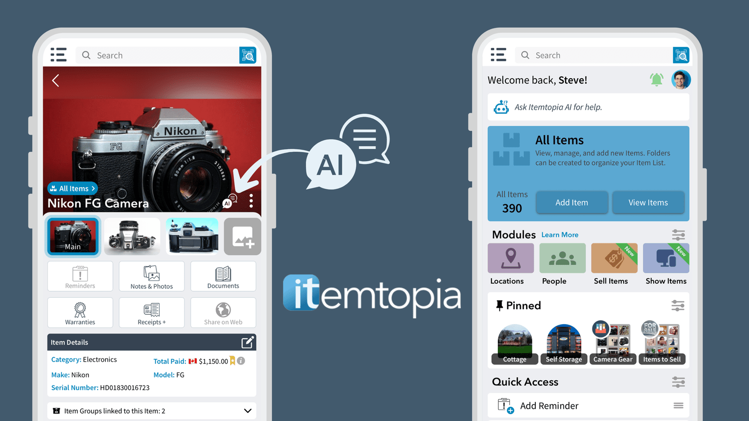 Itemtopia AI assistant screen