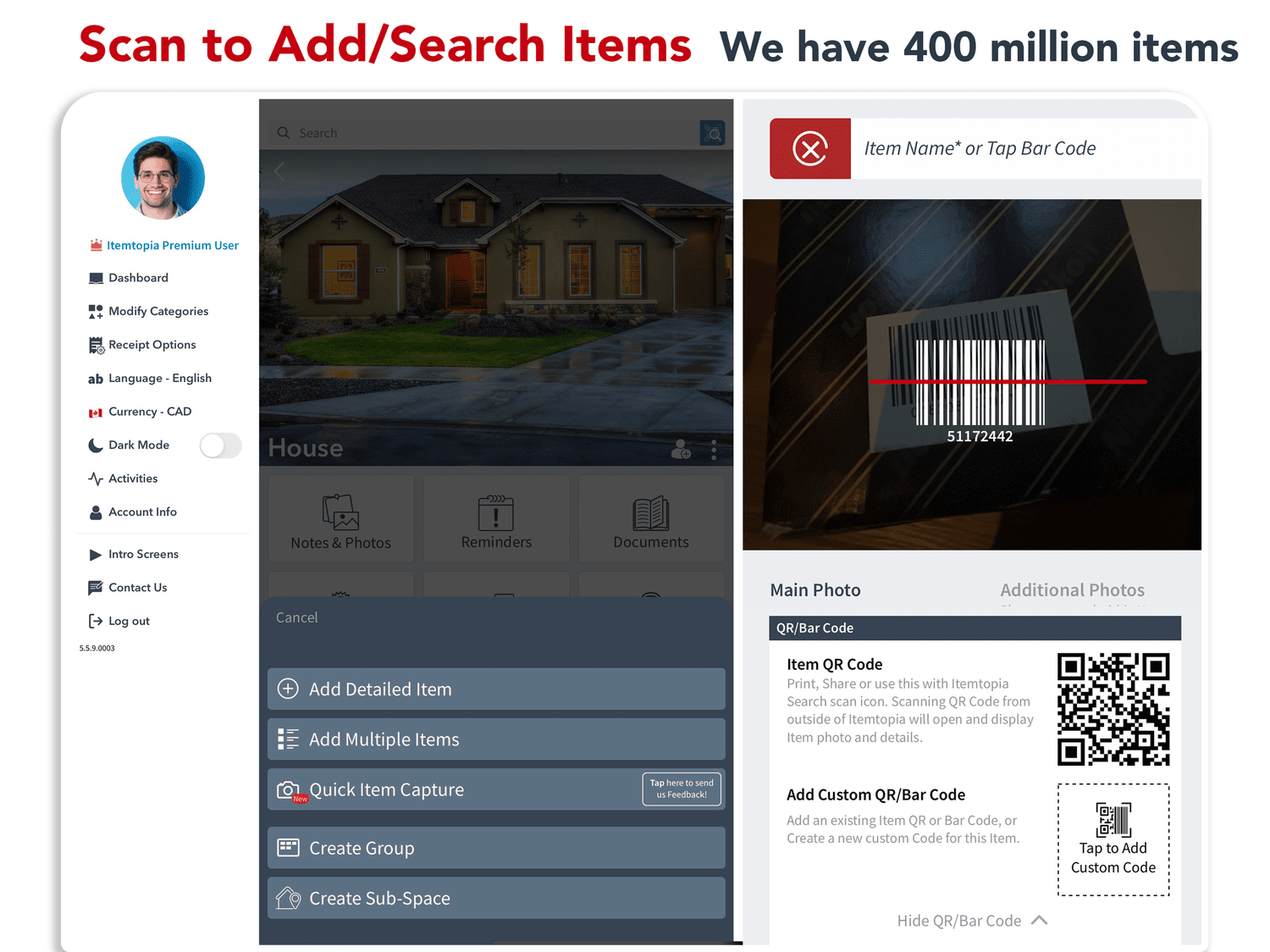 Scan and barcode mobile screen